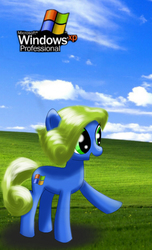 Size: 720x1184 | Tagged: safe, artist:damagek, earth pony, pony, bliss xp, microsoft windows, ponified, rule 85, solo, webcore, windows xp