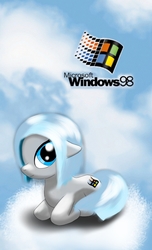 Size: 720x1184 | Tagged: safe, artist:damagek, oc, oc:windows 98, earth pony, pony, cloud, microsoft windows, ponified, solo, windows 98