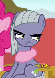 Size: 298x419 | Tagged: safe, screencap, limestone pie, pony, g4, rock solid friendship, annoyed, cropped, discovery family logo, hoof around neck