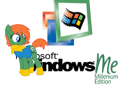 Size: 723x493 | Tagged: safe, artist:horripiwebetclown, oc, oc:windows me, earth pony, pony, female, mare, microsoft windows, ponified, simple background, solo, white background, windows me