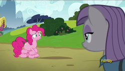 Size: 1920x1088 | Tagged: safe, screencap, pinkie pie, earth pony, pony, g4, rock solid friendship, deflation, discovery family logo