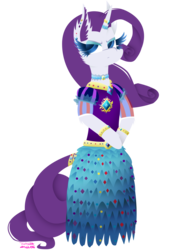 Size: 1024x1365 | Tagged: safe, artist:vanillaswirl6, rarity, pony, unicorn, semi-anthro, g4, bracelet, broach, choker, clothes, colored eyelashes, colored pupils, dress, ear fluff, ear piercing, earring, female, frilly dress, horn, horn ring, jewelry, looking at something, mare, medieval, photoshop, piercing, signature, simple background, solo, tail wrap, transparent background
