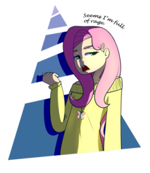 Size: 1024x1184 | Tagged: safe, artist:petalierre, fluttershy, human, g4, clothes, dialogue, female, flattershy, fluttershy day, humanized, jewelry, lidded eyes, looking sideways, necklace, open mouth, simple background, solo, sweater, sweatershy, talking, transparent background