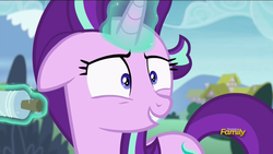 Size: 1366x768 | Tagged: safe, screencap, starlight glimmer, pony, g4, rock solid friendship, discovery family logo, female, glowing horn, horn, kite, magic, mare, solo, telekinesis