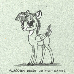 Size: 759x761 | Tagged: safe, artist:el-yeguero, twilight sparkle, alicorn, deer, peryton, pony, g4, deerified, deerlicorn, deerlight sparkle, female, monochrome, solo, species swap, twilight sparkle (alicorn)