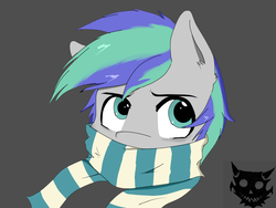 Size: 1024x768 | Tagged: safe, artist:exile, oc, oc only, oc:storm feather, pegasus, pony, bust, clothes, commission, gray background, portrait, scarf, simple background, solo