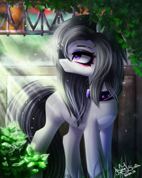 Size: 1356x1701 | Tagged: safe, artist:likelike1, oc, oc only, earth pony, pony, choker, eyeshadow, female, makeup, mare, solo