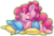 Size: 4821x3308 | Tagged: safe, artist:cutepencilcase, pinkie pie, earth pony, pony, g4, eyes closed, female, high res, pillow, prone, simple background, sleeping, smiling, solo, transparent background