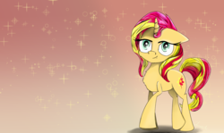 Size: 2527x1503 | Tagged: safe, artist:chopsticks, sunset shimmer, pony, unicorn, equestria girls, g4, cutie mark, female, gradient background, mare, solo