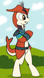 Size: 934x1648 | Tagged: safe, artist:php47, merpony, pony, zora, zora pony, ponified, prince sidon, solo, standing, the legend of zelda, the legend of zelda: breath of the wild, video game crossover