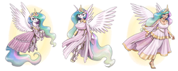Size: 3840x1550 | Tagged: safe, artist:king-kakapo, princess celestia, alicorn, human, pony, anthro, unguligrade anthro, g4, anthro chart, anthro with ponies, arm hooves, breasts, busty princess celestia, cleavage, female, humanized, mare, solo, unshorn fetlocks, winged humanization, wings