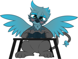 Size: 1280x971 | Tagged: safe, artist:plone, oc, oc only, oc:plonepone, griffon, blushing, solo
