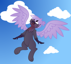 Size: 5133x4622 | Tagged: safe, artist:plone, oc, oc only, oc:pillow case, griffon, absurd resolution, flying, griffonized, sky, solo, species swap