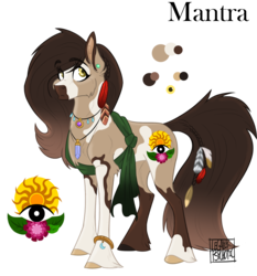 Size: 1457x1566 | Tagged: safe, artist:cranberry--zombie, oc, oc only, oc:mantra, earth pony, pony, female, jewelry, mare, necklace, reference sheet, sash, solo