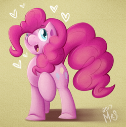 Size: 773x775 | Tagged: safe, artist:voxrobotics, pinkie pie, earth pony, pony, g4, female, heart, raised hoof, smiling, solo