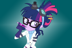 Size: 6000x4000 | Tagged: safe, artist:spottedlions, sci-twi, twilight sparkle, equestria girls, g4, mad twience, my little pony equestria girls: summertime shorts, absurd resolution, clothes, cute, female, glasses, lab coat, pen, solo, twiabetes