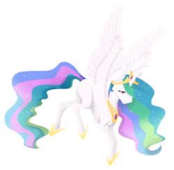 Size: 2453x2399 | Tagged: safe, artist:dasha37, princess celestia, alicorn, pony, g4, crown, female, flying, high res, jewelry, looking at you, mare, peytral, regalia, simple background, solo, spread wings, tired, transparent background, wings