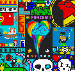 Size: 585x555 | Tagged: safe, rainbow dash, pony, g4, cute, cutie mark, doctor who, flower, halo (series), papyrus (undertale), pixel art, portugal, r/place, reddit, romania, sans (undertale), tardis, undertale