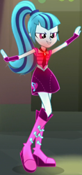 Size: 209x443 | Tagged: safe, screencap, sonata dusk, equestria girls, g4, my little pony equestria girls: rainbow rocks, boots, clothes, female, fingerless gloves, gloves, high heel boots, jewelry, necktie, pendant, ponytail, raised leg, skirt, solo, welcome to the show