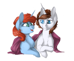 Size: 5614x4600 | Tagged: safe, artist:flita, oc, oc only, pony, unicorn, absurd resolution, blanket, commission, duo, friends, ginger, snuggling