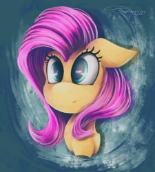 Size: 1350x1500 | Tagged: safe, artist:ferasor, fluttershy, pony, g4, colored pupils, cute, female, floppy ears, mare, pink mane, shyabetes, smiling, solo