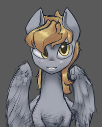 Size: 1600x2000 | Tagged: safe, artist:thegraid, derpy hooves, pony, g4, bust, female, portrait, smiling, solo