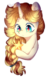 Size: 1359x2169 | Tagged: safe, artist:flinrich, oc, oc only, oc:shirou fensu, pony, unicorn, bust, female, hoof hold, looking at something, mare, portrait, simple background, solo, stars, transparent background