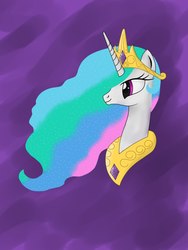 Size: 810x1080 | Tagged: safe, artist:omegaerror, princess celestia, pony, g4, bust, crown, female, jewelry, peytral, portrait, regalia, simple background, solo