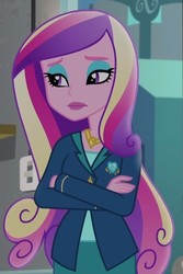 Size: 400x599 | Tagged: safe, screencap, dean cadance, princess cadance, equestria girls, g4, my little pony equestria girls: friendship games, bedroom eyes, cropped, crossed arms, female, solo