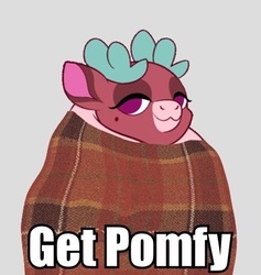 Size: 387x409 | Tagged: safe, pomfy, deer, reindeer, them's fightin' herds, caption, comfy, community related, meme, pekaface, plaid