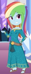 Size: 703x1651 | Tagged: safe, artist:glittertiara, rainbow dash, equestria girls, g4, clothes, costume, crossover, disney, female, looking at you, merida, open clothes, solo