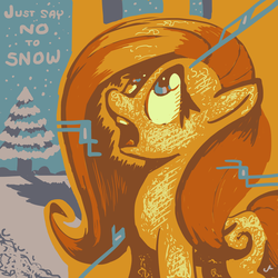 Size: 4800x4800 | Tagged: safe, artist:docwario, fluttershy, pony, g4, absurd resolution, female, limited palette, looking up, open mouth, snow, snowfall, solo