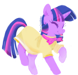 Size: 1094x1050 | Tagged: dead source, safe, artist:princesssnapdragon, twilight sparkle, pony, unicorn, g4, sweet and elite, adorkable, birthday dress, clothes, cute, do the sparkle, dork, dress, female, happy, mare, solo, tongue out, twiabetes