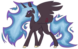 Size: 800x500 | Tagged: safe, artist:the-love-bug-queen, nightmare star, princess celestia, alicorn, pony, g4, female, mare, simple background, solo, transparent background