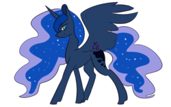 Size: 800x500 | Tagged: safe, artist:the-love-bug-queen, princess luna, alicorn, pony, g4, female, looking at you, missing accessory, missing cutie mark, solo