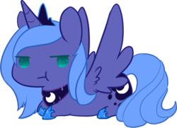 Size: 412x297 | Tagged: safe, artist:mousu, princess luna, alicorn, pony, g4, :t, chibi, female, s1 luna, simple background, solo, transparent background, younger