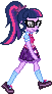 Size: 102x184 | Tagged: safe, artist:botchan-mlp, sci-twi, twilight sparkle, equestria girls, g4, animated, belt, clothes, female, gif, glasses, loop, mary janes, pixel art, ponytail, shoes, simple background, skirt, socks, solo, transparent background, walking