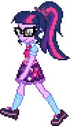 Size: 102x184 | Tagged: safe, artist:botchan-mlp, sci-twi, twilight sparkle, equestria girls, g4, animated, belt, bowtie, clothes, female, gif, glasses, loop, mary janes, pixel art, ponytail, shoes, simple background, skirt, socks, solo, transparent background, walking