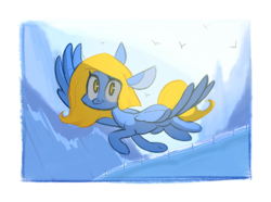 Size: 923x685 | Tagged: safe, artist:kapusha-blr, oc, oc only, pegasus, pony, flying, solo