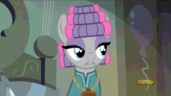 Size: 1920x1080 | Tagged: safe, screencap, maud pie, pinkie pie, earth pony, pony, g4, rock solid friendship, animated, clothes, discovery family logo, female, footed sleeper, gif, hair curlers, out of context, pajamas, pie sisters pajamas