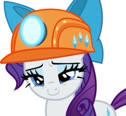 Size: 1500x1383 | Tagged: safe, artist:charity-rose, rarity, pony, unicorn, g4, rock solid friendship, cute, female, helmet, mare, mining helmet, raribetes, simple background, smiling, solo, transparent background, vector
