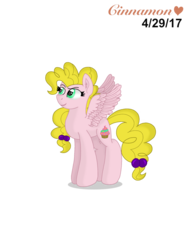 Size: 2048x2732 | Tagged: safe, artist:cinnamon-swirls, oc, oc only, oc:frosting blast, pegasus, pony, hair accessory, high res, offspring, parent:cheese sandwich, parent:pinkie pie, parents:cheesepie, simple background, solo, transparent background
