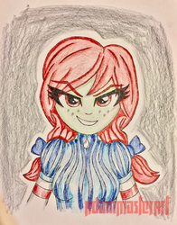 Size: 2329x2978 | Tagged: safe, artist:adammasterart, equestria girls, g4, crossover, equestria girls-ified, evil smile, female, grin, high res, meme, smiling, smirk, smug, smug wendy's, solo, traditional art, wendy's