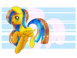 Size: 1024x768 | Tagged: safe, artist:twily-star, oc, oc only, pegasus, pony, female, mare, one eye closed, raised hoof, solo, wink