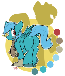 Size: 2256x2633 | Tagged: safe, artist:bbsartboutique, oc, oc only, oc:dusty, hippogriff, blushing, butt, clothes, high res, plot, reference sheet, scarf, simple background, smol, solo, transparent background, wings