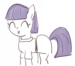 Size: 631x559 | Tagged: safe, artist:ehfkdl569, maud pie, earth pony, pony, g4, eyes closed, female, mare, open mouth, open smile, out of character, simple background, smiling, solo, when she smiles, white background