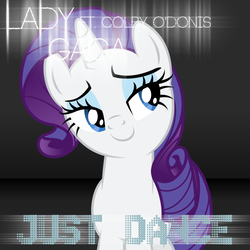 Size: 800x800 | Tagged: safe, artist:penguinsn1fan, artist:stabzor, rarity, pony, g4, colby o'donis, cover, female, just dance (song), lady gaga, parody, solo, song reference