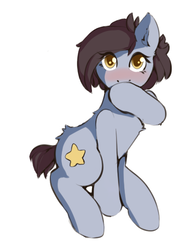 Size: 399x517 | Tagged: safe, artist:fluffleduckle, oc, oc only, earth pony, pony, blushing, female, mare, solo