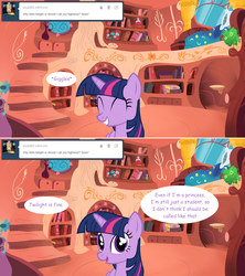 Size: 1280x1444 | Tagged: safe, artist:hakunohamikage, twilight sparkle, alicorn, pony, ask-princesssparkle, g4, ask, female, golden oaks library, solo, tumblr, twilight sparkle (alicorn)