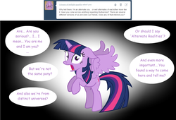 Size: 1280x870 | Tagged: safe, artist:hakunohamikage, twilight sparkle, alicorn, pony, ask-princesssparkle, g4, ask, female, messy mane, solo, spread wings, tumblr, twilight sparkle (alicorn), wings